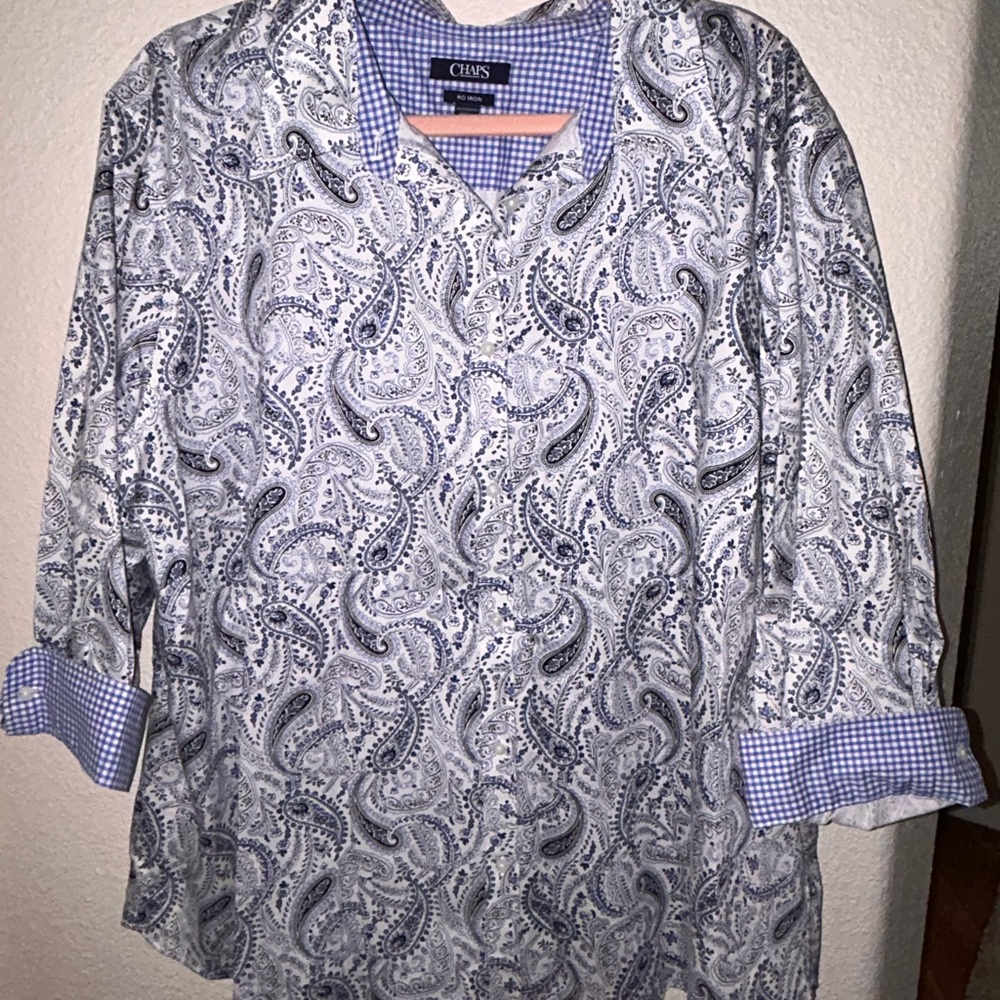 Chaps Blue and White Paisley Shirt